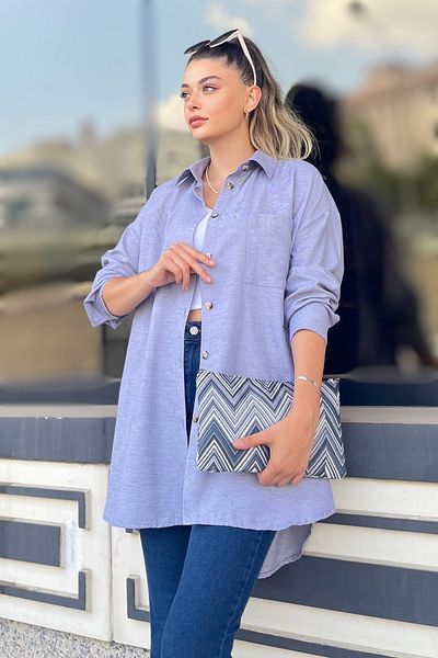 TOFİSA Single Pocket Shirt Gray - 27087