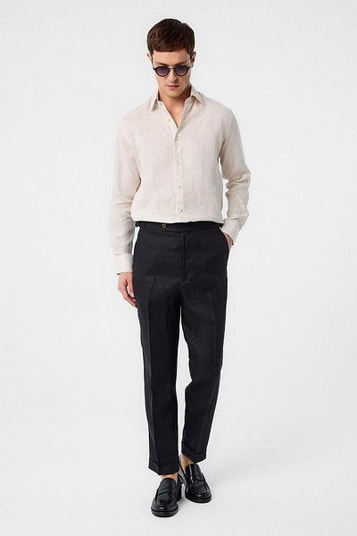 Antioch Beige 100% Linen Comfort Fit Men's Shirt