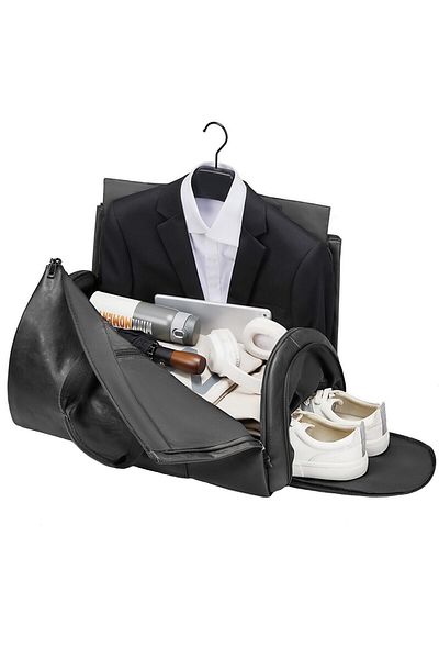 OEM Geanta voiaj neagra, 50x30x30 cm, cu compartiment haine, incaltaminte, atasabila troler.