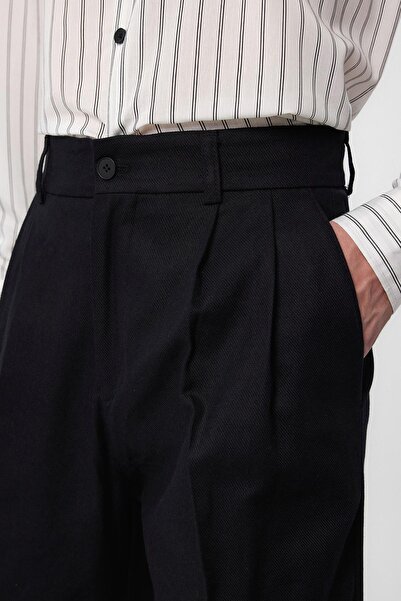 Antioch Black High Waist Cotton Men's Trousers