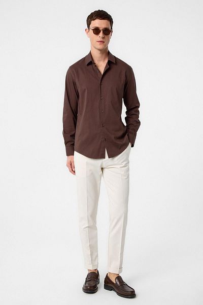 Antioch Brown Slim Fit Men's Shirt