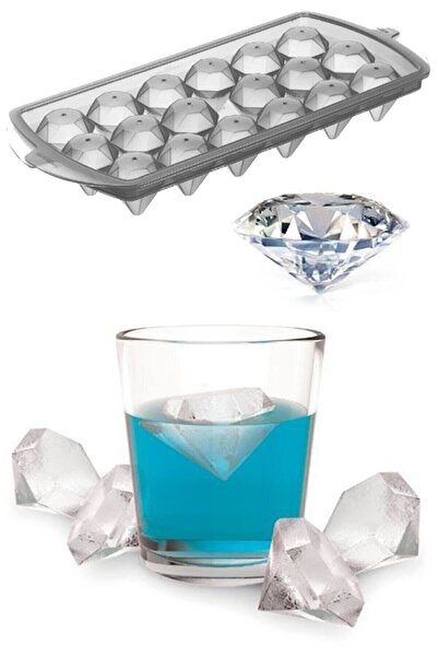 TUMU LIFE 18 Bölmeli Elmas Şekil Buz Kalıbı Kapaklı Pratik Buzluk Akıtmaz