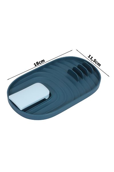 zola Suport silicon ustensile si capace, 5 spatii, plastic, usor de curatat, 18x11.5 cm, albastru