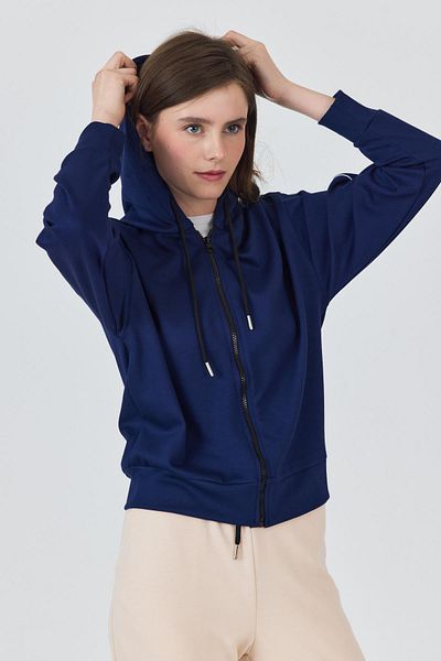 Rays Laci Zippered Hooded Sweatshirt with Stripe Detail 3045