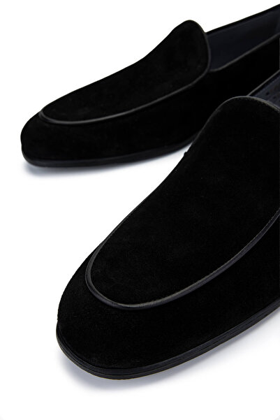 Tamer Tanca Мъжки черни велурени мокасини от естествена кожа