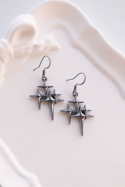 EFBUTİK Black Y2K Stars Imported Earrings