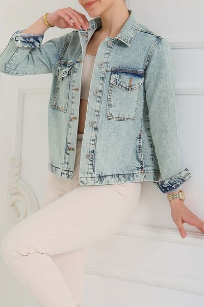 TOFİSA Short Denim Jacket with Pockets Mint - 26577