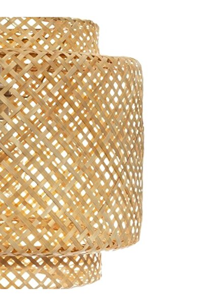 İstanbul Avize Rattan 30 cm Beyaz Duylu Avize Bambu,İskandinav,Bohem,Modern Aydınlatma