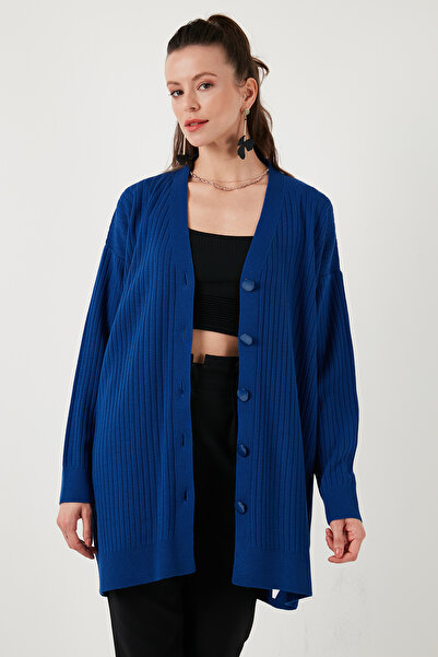 Lela V-подібний комір на ґудзиках, довгий трикотажний кардиган КАРДИГАН 4616040Y