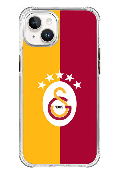 Galatasaray iPhone 13 Uyumlu Galatasaray 5 Yıldız Parçalı Bayrak Lisanslı Telefon Kılıfı