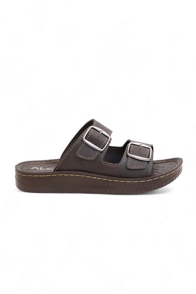 Konfores 2156 Double Buckle Full Anatomical Sole Men's Slippers Compatible for Daily, Umrah and Hajj