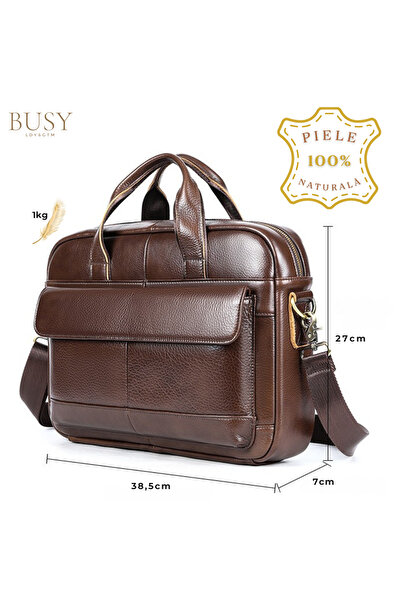 Busy Lady&Gentleman Geantă de laptop Dexter din piele naturală de 15 inch