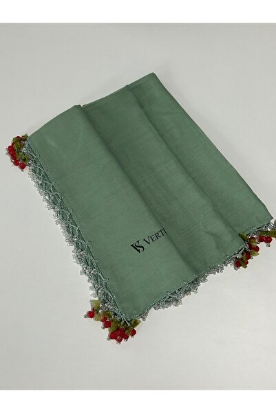 GÜNBATILI El Emeği Kiraz Oyası Yazma Kenarı Boncuklu Tülbent el işi oya 100x1...