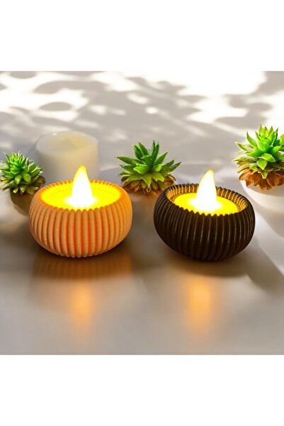 Melodyone Modern Çizgili Tasarımlı 2’li LED Işıklı Yuvarlak Plastik Dekoratif...