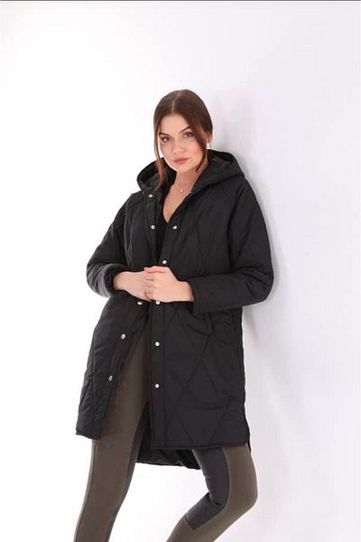 Intisimo Women's Long Hooded Quilted Jacket, Black - M