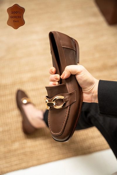 LAMİNTA Loafer από γνήσιο δέρμα Zeys με χρυσά αξεσουάρ