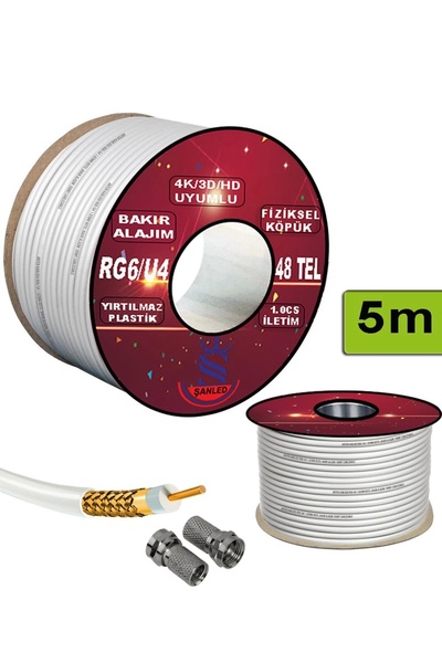 Antenna Satellite White Cable Rg6 U4 Tv Antenna Cable 48 Wire - 5 Meters