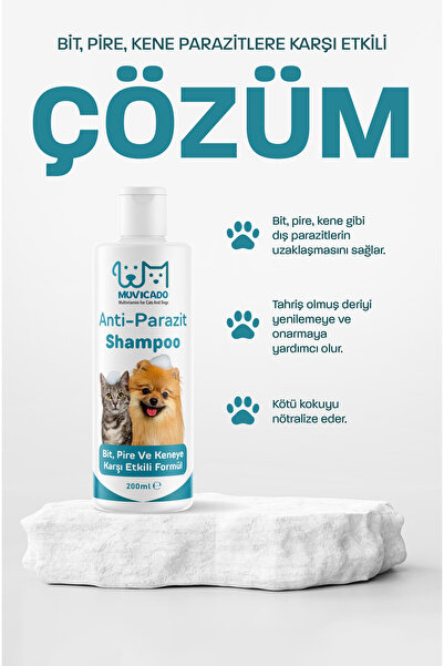 muvicado Kedi Köpek Parazit Şampuanı Bit Pire Parazit Kene Damlası Tarağı Tasması İle Kullanım
