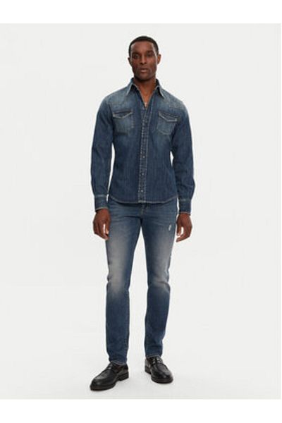 Dolce&Gabbana Cămașă Dolce & Gabbana pentru bărbați, din denim, G5JC8D G8GW9, bleumarin
