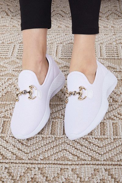 TOFİSA Women's White Buckle Mesh Sports Shoes - 27093