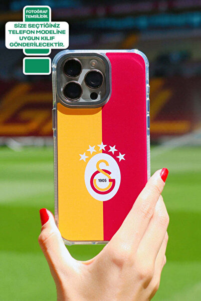 Galatasaray iPhone 14 Pro Uyumlu Galatasaray 5 Yıldız Parçalı Bayrak Lisanslı Telefon Kılıfı