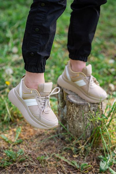 OBAY LİFE Γυναικείο Μπεζ ελαφρύ Glitter Daily Orthopedic Sneaker NBR0936