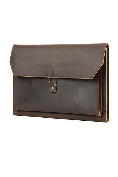 Busy Lady&Gentleman Crazy Horse Genuine Leather Laptop Case, Elegance, Slim, Brown