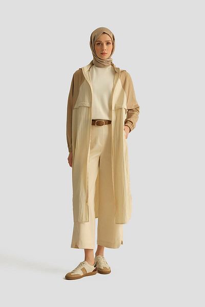 Armine Colorblock Raincoat 25Yt539 Beige