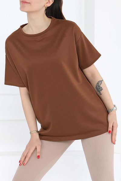 TOFİSA Short Sleeve T-Shirt Brown - 27140