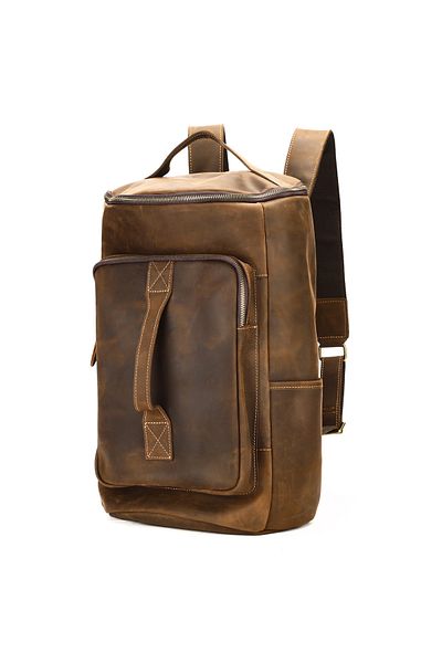 Busy Lady&Gentleman 16' laptop backpack made of genuine leather, Nomad Gear XL, large capacity, coffee
