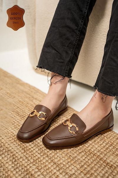 LAMİNTA Loafer από γνήσιο δέρμα Zeys με χρυσά αξεσουάρ
