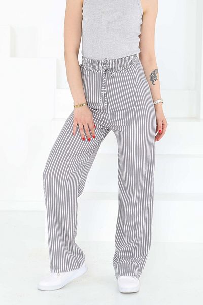 TOFİSA Striped Trousers Gray - 27141