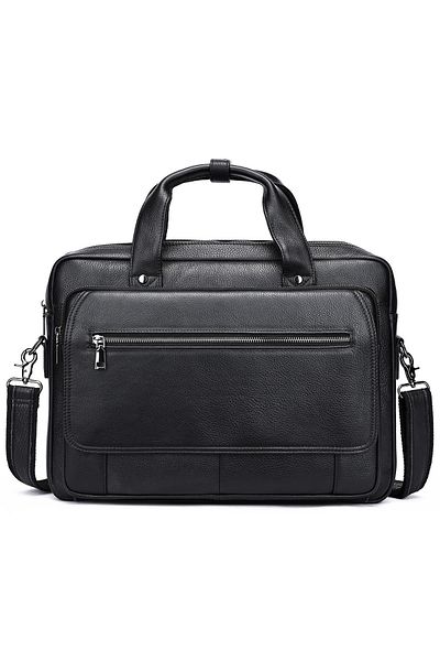 Busy Lady&Gentleman 16' laptop bag made of genuine leather Elit, black