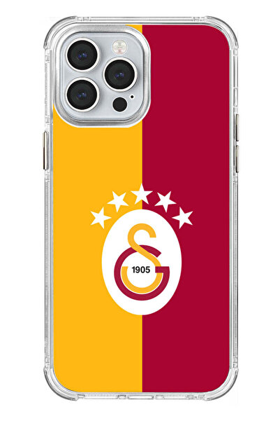 Galatasaray iPhone 13 Pro Max Uyumlu Galatasaray 5 Yıldız Parçalı Bayrak Lisanslı Telefon Kılıfı