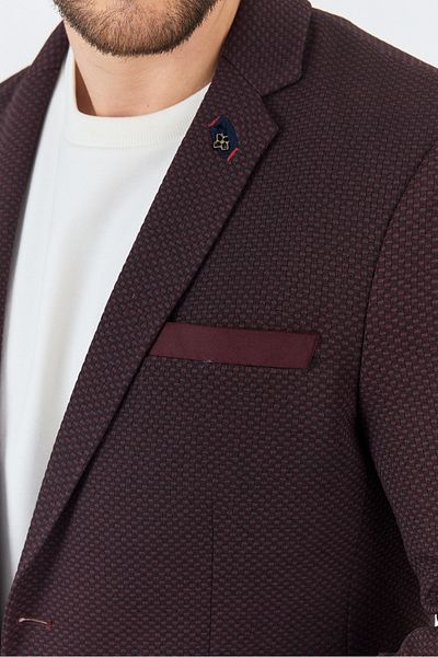Frappoli Ανδρικό μπουφάν İtolo Claret Red Lycra Stretch Fabric Slim Fit Sports Blazer