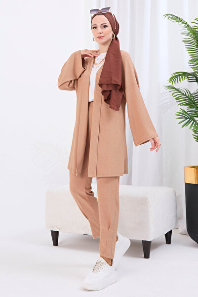 TOFİSA Hırka Pantolon İkili Takım Vizon - 27115