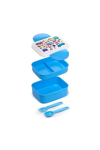 Volkswagen Set of 2 Stackable Food Lunch Boxes, Casseroles With Cutlery, Campervan, Bento Lunch Box