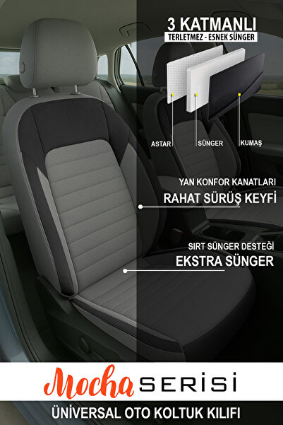 GM-DESIGN Mocha Tay Tüyü Üniversal Oto Koltuk Kılıfı - 5 Koltuk Tam Set