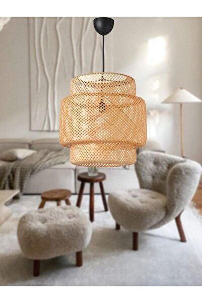 İstanbul Avize Rattan 30 cm Avize Bambu,İskandinav,Bohem,Modern Aydınlatma