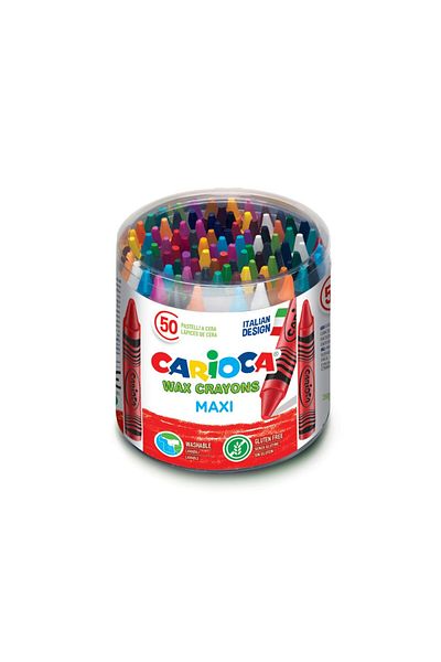 CARIOCA Wax Crayons Maxi 50 Pack Washable Crayons / 42388