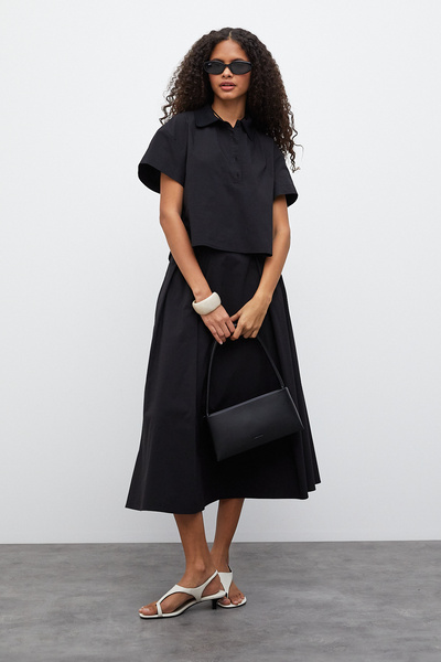 urban focus Half Placket Knitwear Collar Blouse