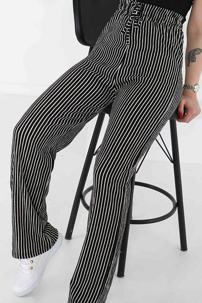 TOFİSA Striped Trousers Black - 27141