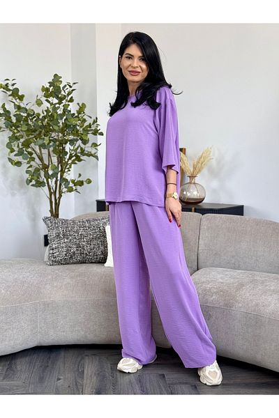 RAMONA BADESCU EXCLUSIVE Casual Suit with Wide Leg Pants Lila