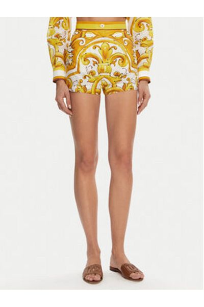 Dolce&Gabbana Dolce & Gabbana Pantaloni scurți din material textil pentru femei FTBVIT FI5JV Galbeni