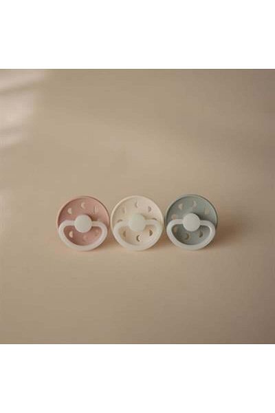Frigg Cream Night 6-18 Months Moon Phase Rubber Pacifier - Glow in the Dark