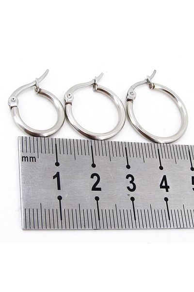 Takı Dükkanı 11-15-17 Mm 3-Piece Women's Hoop Steel Earrings Set Mse28