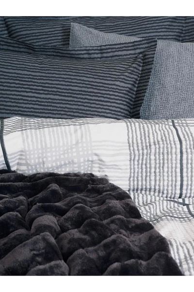 RBY Cotton Box Trim Double Blanket Duvet Cover Set Smooth Black