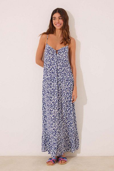 Women'secret Long dress with straps and blue print