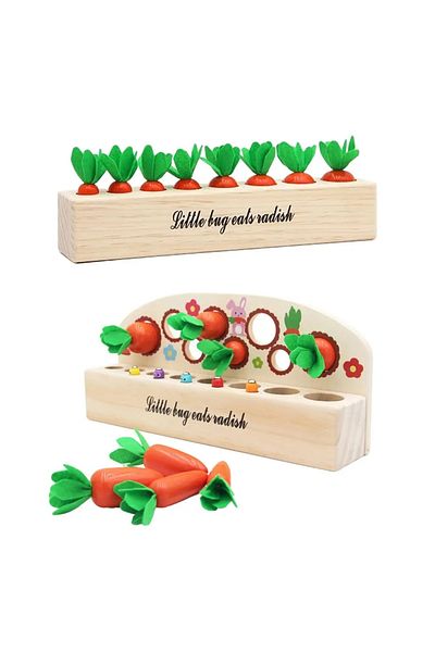 OEM Joc interactiv pentru dexteritate, sortare morcovi si pescuit magnetic, Montessori din lemn