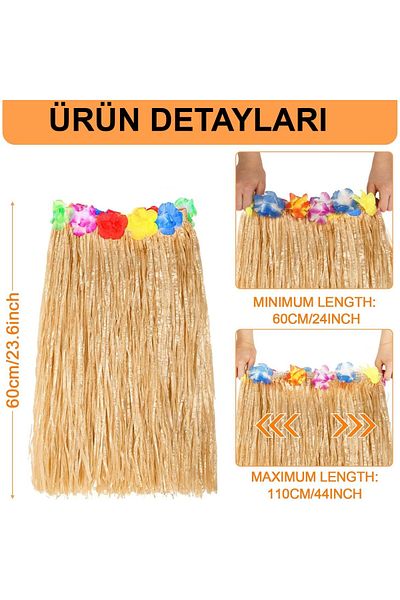 Findit Hawaiian Style Hula Skirt – 60 cm Straw Natural Skirt (2818)